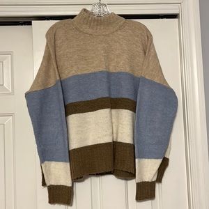 Tribal turtleneck sweater : size L : lightly worn : brown color block